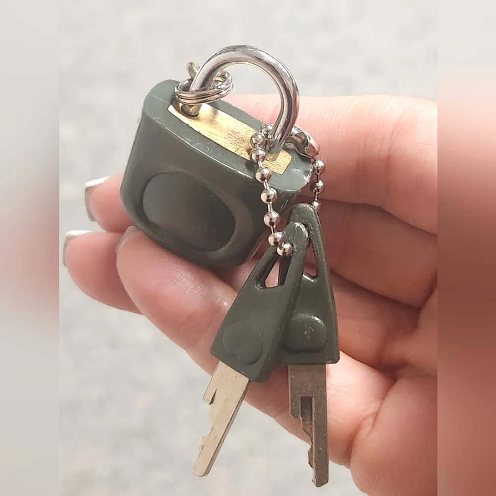 Restoration Hardware Charcoal Gray Padlock Keychain